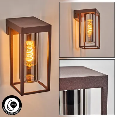 Produktbild von Nardò Außenwandlampe aus Metall/Glas in Rostfarben/Rauchfarben