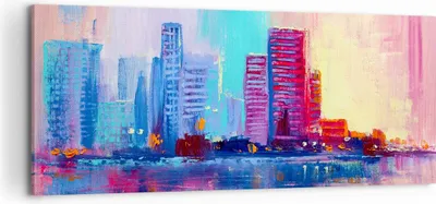Produktbild von Bild auf Leinwand - Leinwandbild - Stadt Haus Straße - 100x40cm - Wand Bild - Wanddeko - Wandbilder - Leinwanddruck - Bilder - Kunstdruck - Wanddekoration - Leinwand bilder - Wandkunst - AB100x40-4023