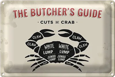 Produktbild von Blechschild Krabben 18x12cm cuts of crub Fisch