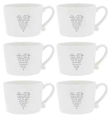 Produktbild von 6er Set Tassen Heart in words Herz weiß schwarz 270ml Bastion Collections
