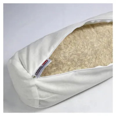 Produktbild von Nackenrolle, Knierolle, Yogarolle aus Bio Dinkelspelz mit Bezug aus 100% Baumwolle in Naturfarbe ohne zusätzlichen Bezug