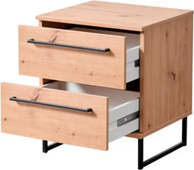 Produktbild von Dmora Nachttisch Cerignone 46x35x54h cm Eiche Knotenbraun, 2 Schubladen ein Fach