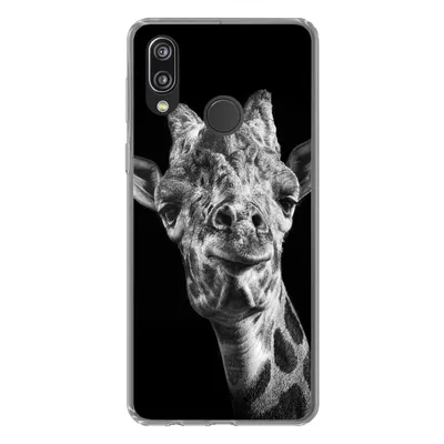 Produktbild von MuchoWow® Handyhülle Schutzhülle Hülle für Huawei P20 Lite (2020) Giraffe - Tier - Schwarz - Weiß Silikon Softcase Handy Hülle - Kartenhalter
