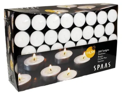 Obrázok produktu pre Spaas Candles 0351050.000, Kolo, Biela, 4,5 h, 200 kusov