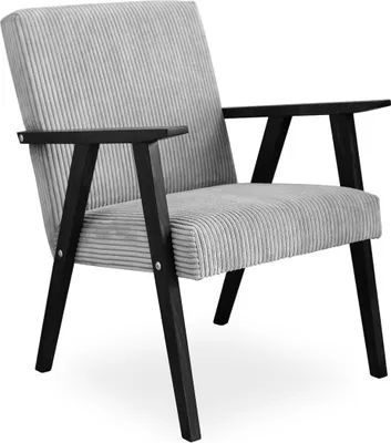 Produktbild von Bettso Sessel Gepolsterter Cocktailsessel LISEK Hellgrau Beine in Schwarz