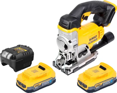 Obrázok produktu pre Akumulátorová priamočiara píla DeWalt DCS 331 E2 18 V + 2x akumulátor Powerstack 1,7 Ah + nabíjačka
