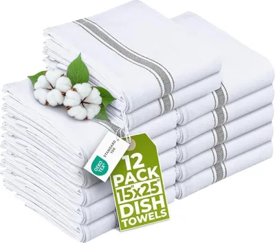 Productafbeelding van PromoHome® Keukenpapier set van 12 | 38 x 64 cm | 100% ringgesponnen katoen | superabsorberend, pluisvrij en duurzaam | grijs
