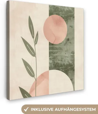 Obrázek produktu pro OneMillionCanvasses® - Obrazy na plátně - Geometrické - Růžová - Zelená - Příroda, nástěnné umění, nástěnné dekorace Obývací pokoj, 20x20cm