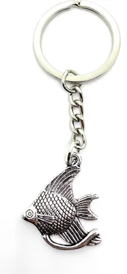 Image de Onwomania Porte-clés Haut Poisson Aquarium Argent Métal Pendentif Charm