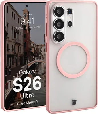 Produktbild von Handyhülle mit Magnetring für Galaxy S26 Ultra, Bizon Case MatteO, Getönt-Hellrosa