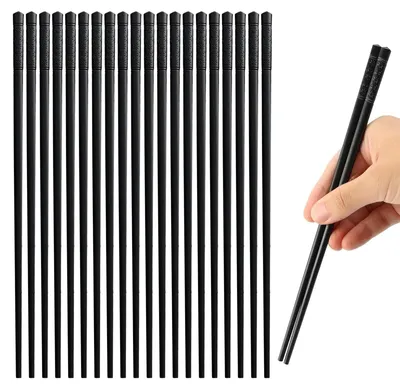 Essstäbchen-Set 10 Paar, Glasfaser, 24,5 cm, schwarz