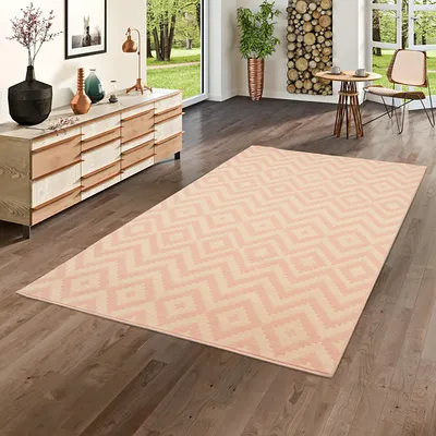 Produktbild von Teppich Modern Trendline Rauten Rosa, Größe:80x150 cm