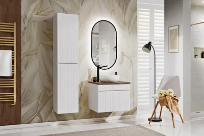 Zdjęcie produktu dla Zestaw Mebli Łazienkowych 60 Cm Z Blatem, Umywalką I Lustrem Led
