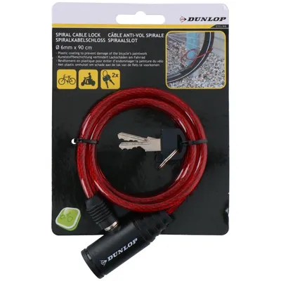 Produktbild von DUNLOP SPIRAL-FAHRRADSCHLOSS MIT SCHLÜSSEL 0,6 x 90 CM ROT