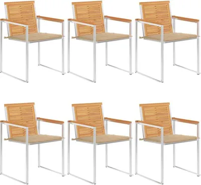Produktbild von Gartenstühle 6 Stk. mit Kissen Massivholz Teak