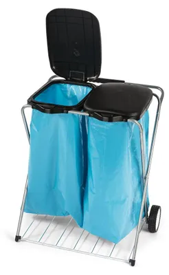 Productafbeelding van Afvalbak, afmetingen 780 x 660 x 370 mm, inhoud 20-130 liter, dubbel, met wielen en roosterbodem