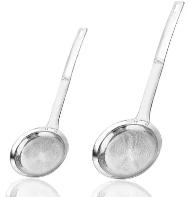 2er Set Schaumlöffel 10/12 cm Edelstahl – Spinnenspatel für Nudeln