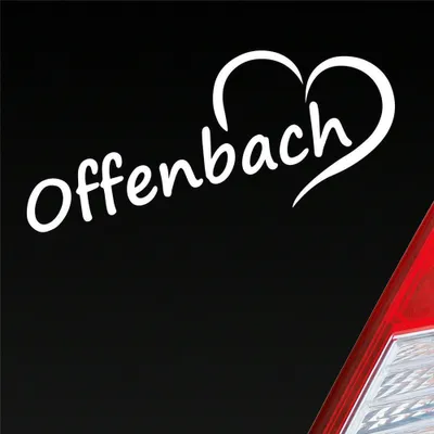 Produktbild von Auto Aufkleber Offenbach Herz Stadt City Liebe Love Heart 19x8 cm Weiss Matt Sticker Heckscheibenaufkleber