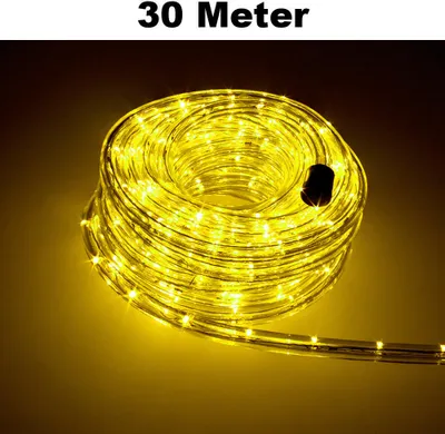 Produktbild von Trade-Shop LED Lichtschlauch Komplett Set mit Zubehör Lichterkette Beleuchtung Gelb 30 Meter F3 LED für Drinnen/Draußen Weihnachten Beleuchtung Dekoration Lichterschlauch