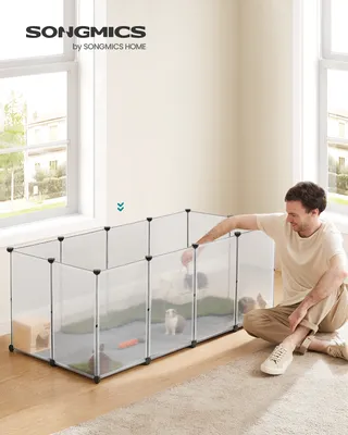 Obrázek produktu pro SONGMICS Klec pro malá zvířata, venkovní výběh s podlahovými panely, 145 x 72 x 57 cm, bílá