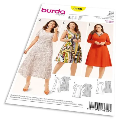 Obrázek produktu pro Střih Burda 6680 - Áčkové šaty pro plnoštíhlé