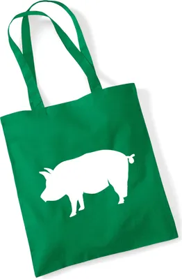 Produktbild von Huuraa Jutebeutel Schwein Silhouette 10 Liter Kelly Green Baumwolle Tasche Geschenkidee