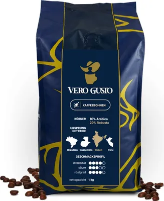 Produktbild von Kaffeebohne 1kg- Vero Gusto 80% Arabica und 20% Robusta