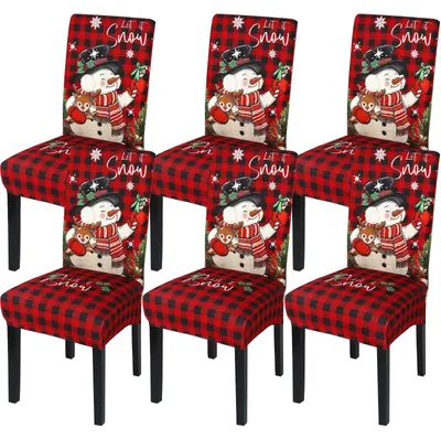 Imagen del producto de Juego de 6 fundas para sillas navideñas para mesa de comedor