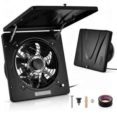 Produktbild von Abluftventilator 25 cm - Industrieller Wand- und Fensterventilator - Luftleistung 2100 m³/h - Drehzahlregler - 220V AC - Niedriger Geräuschpegel - Schwarz