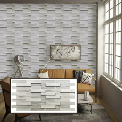 Produktbild von 3D-Wandpaneele PVC | Holzoptik | Gebleichter Eichenparkett - 1 Platte - 0.5 m² | Für Wohnzimmer, Küche & Bad | Einfache DIY-Montage