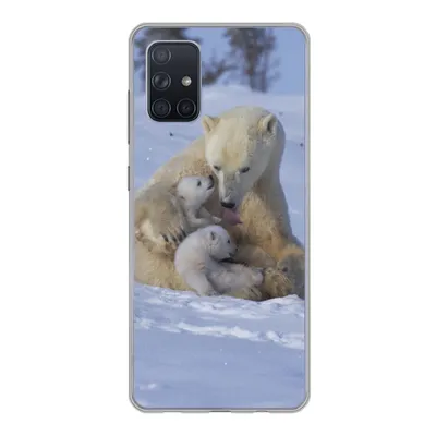 Produktbild von MuchoWow® Handyhülle Schutzhülle Hülle für Samsung Galaxy A51 Eisbären - Schnee - Weiß Silikon Softcase Handy Hülle - Schutzabdeckung
