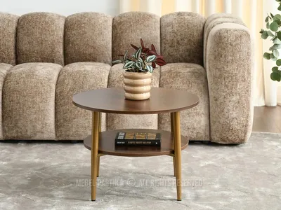 Produktbild von Runder Couchtisch 60 TODOR - Walnuss / Gold