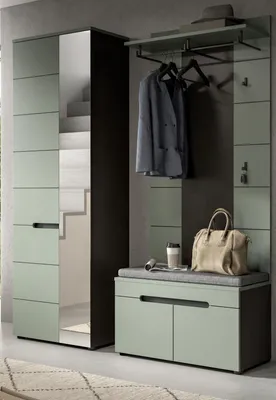 Produktbild von Garderobe Set 3-teilig "Cooper" in Salbei und Grau 160 cm, Soft-Close