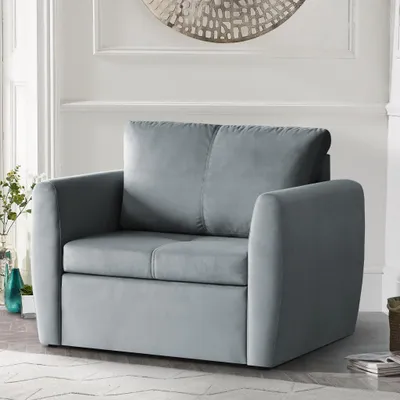 Produktbild von Relaxsessel KAMEL, Grau, Loungesessel mit Bettfunktion, Bettkasten, Samtstoff