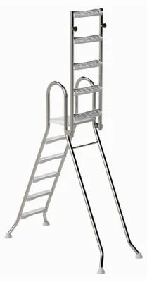 Produktbild von HAF Ideal Eichenwald Sicherheits- Hochbeckenleiter 5+5 Stufen (1,5m/1,5m) V2A Edelstahl | Klappbare Poolleiter | Schwimmbadleiter für Aufstellpool