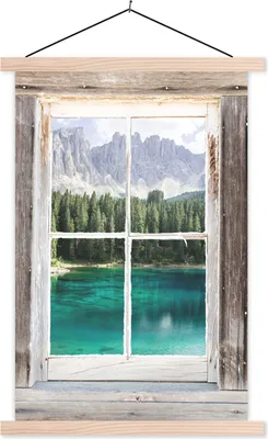 Produktbild von MuchoWow® Textilposter Aussicht - Italien - Berg 60x90 cm mit holzfarbenen Rahmen - Textil
