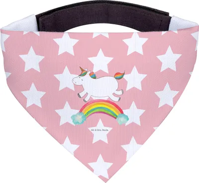 Produktbild von Mr. & Mrs. Panda Hunde Halstuch Einhorn Regenbogen - Rot Pastell - Geschenk, Für, Schal, Unicorn, Erwachsenwerden, Glitzer, Hund, Tuch, Einhornpower