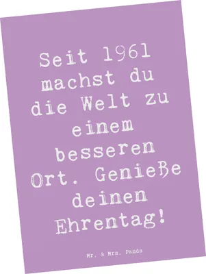 Produktbild von Mr. & Mrs. Panda Postkarte Spruch 1961 Geburtstag Freuden - Lavendeltraum - Geschenk, Fotokarte, Ansichtskarte, besseren Ort, Alter, Grußkarte, Happy Birthday, Postkarten