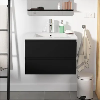 Produktbild von Einzelwaschtisch-Set 60 cm mit Keramikplatte und Chromhahn SORRENTO