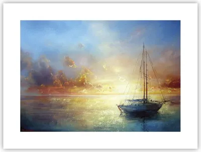 Produktbild von Poster - Poster ohne Rahmen - Segelboot Westen die Sonne - 40x30 cm - Wand Bild - Wanddeko - Wandbilder - Kunstposter - Wandposter - Bilder - Kunstdruck - Wanddekoration - Wandbild - P2XAA40x30-4145