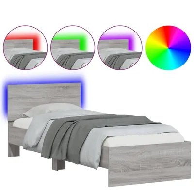 Immagine prodotto di Giroletto con Testiera e LED Grigio Sonoma 90x190 cm
