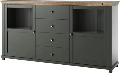 Image de Buffet Elda 181 x 42 x 93 cm vert / chêne Lefkas, 2 portes