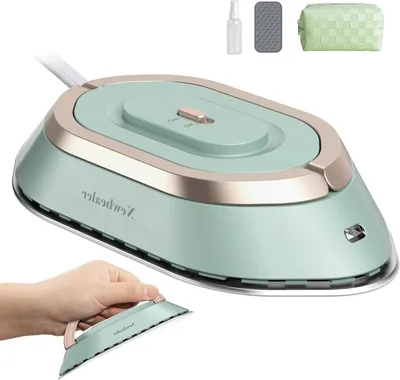 Productafbeelding van Reisstrijkijzer Mini - Compact Strijkapparaat - Kleding Kreukvrij Houden - Universele Spanning - 300 Watt - Groen
