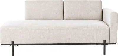 Obrázek produktu pro BELIANI Lenoška světle béžová čalounění z umělého lnu pravostranná kovové nohy minimalistický styl obývací pokoj