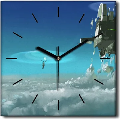Produktbild von Coloray Uhr auf Leinwand 30x30 cm Wand Uhr Dekoration Wohnzimmer Segeltuch schwarze Hände -Abstraktion Kunstkunst