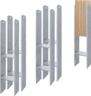 Zdjęcie produktu dla UISEBRT 4 sztuki Wersja wspornika słupka ogrodowego H, kotwa H 91 mm - długość stopki słupka 600 mm, grubość materiału 5 mm, do wieży zabaw i wiaty samochodowej