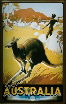 Produktbild von Blechschild Nostalgieschild Australien Känguruh Australien