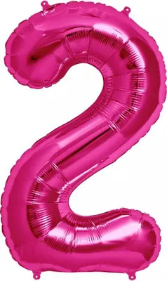 Produktbild von Grosser Folienballon Zum Jahrestag, Geburtstag, Zahl 2, Intensivrosa, 40 Cm