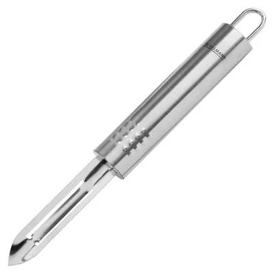 Produktbild von Fackelmann Sparschäler OVALGRIFF, Universalschäler aus Edelstahl, robuster Schäler für Gemüse und Obst mit scharfer Klinge (Farbe: Silber)