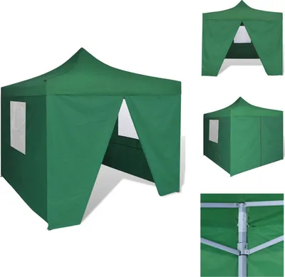 Image de vidaXL Tente pliante 4 parois 3 x 3 m Vert - Pavillons & Tentes de réception